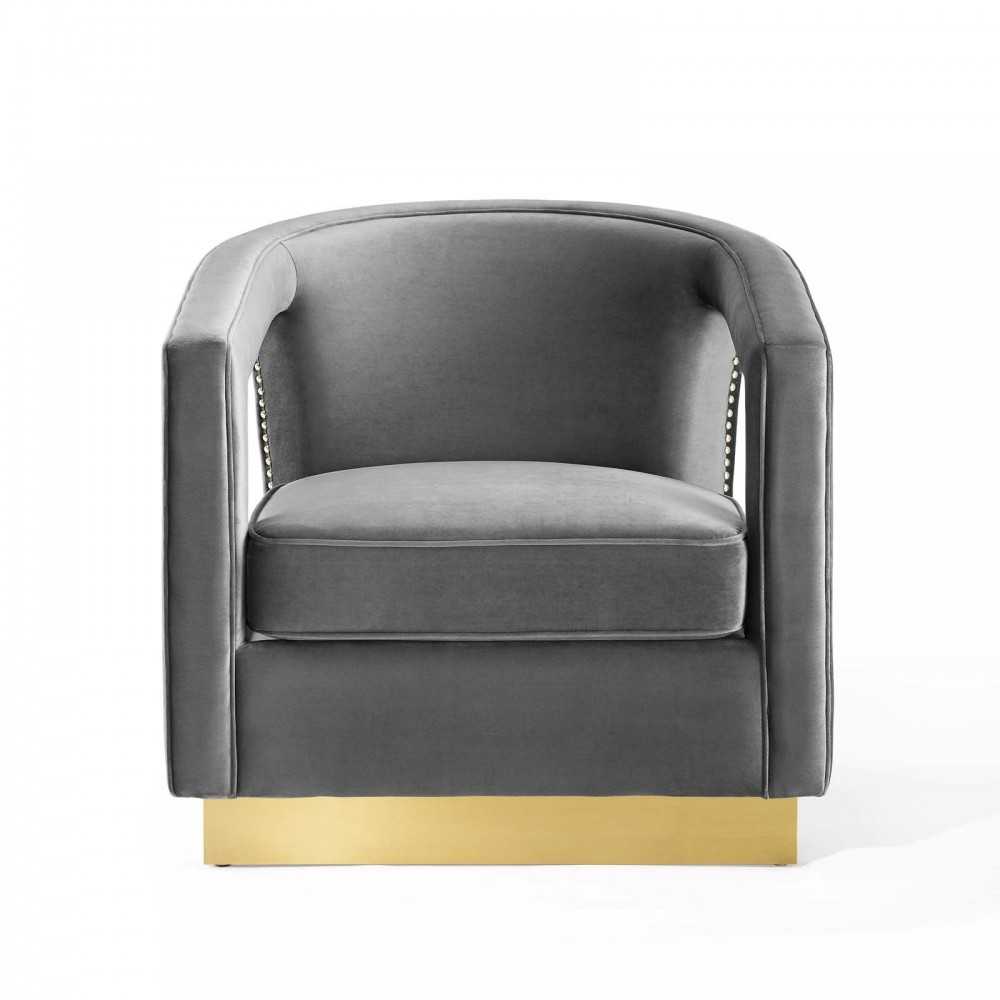 Frolick Performance Velvet Armchair, Gray