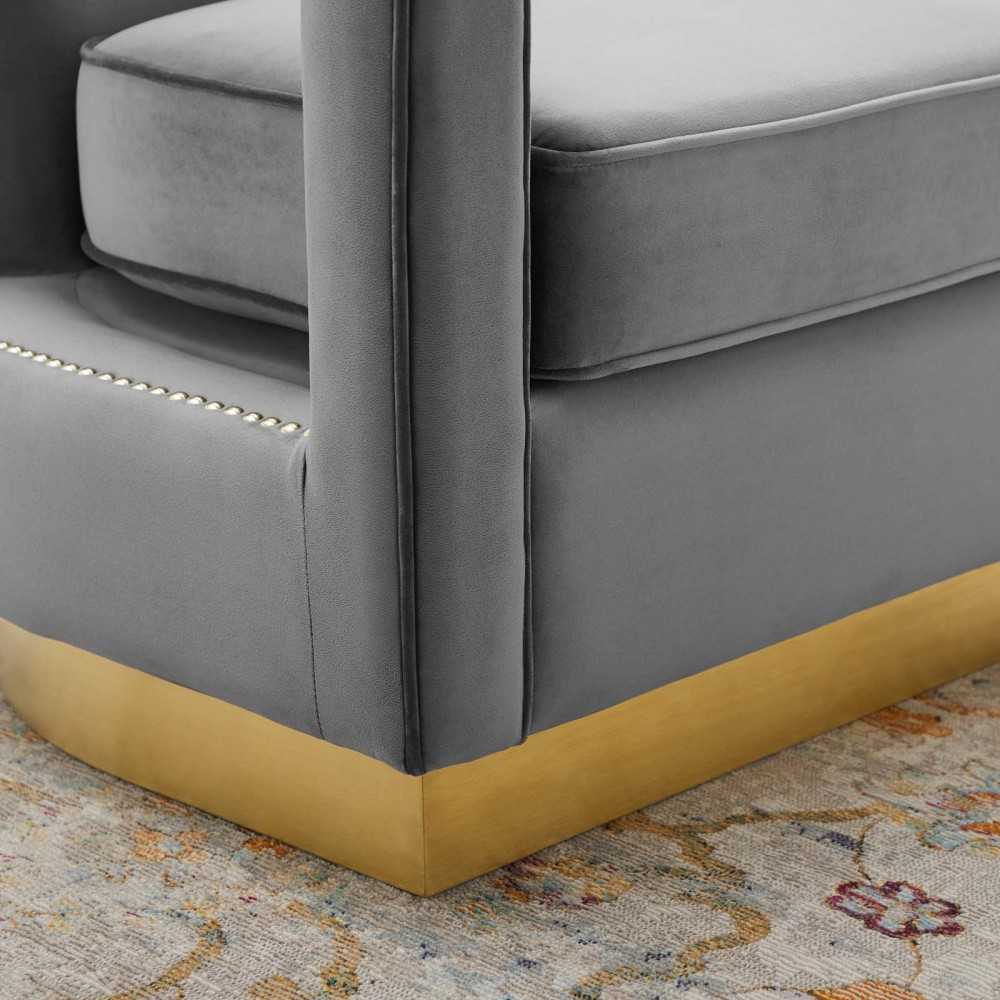 Frolick Performance Velvet Armchair, Gray