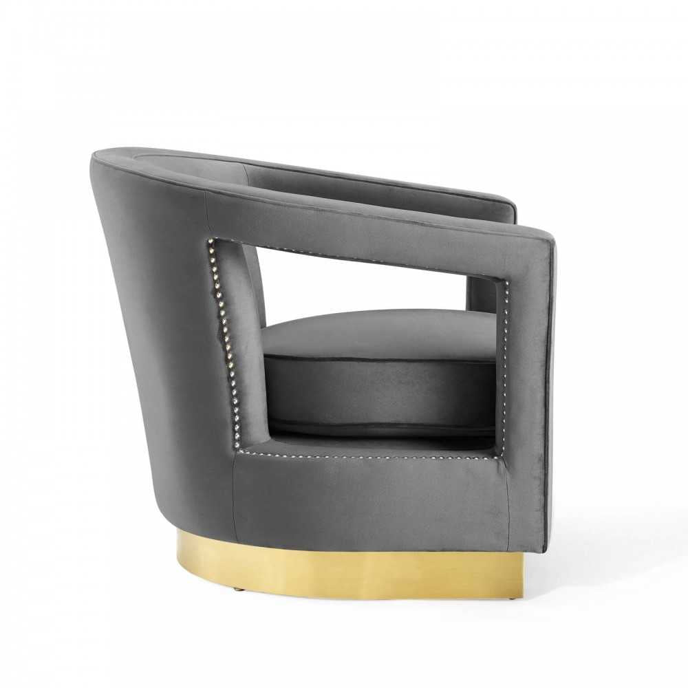 Frolick Performance Velvet Armchair, Gray