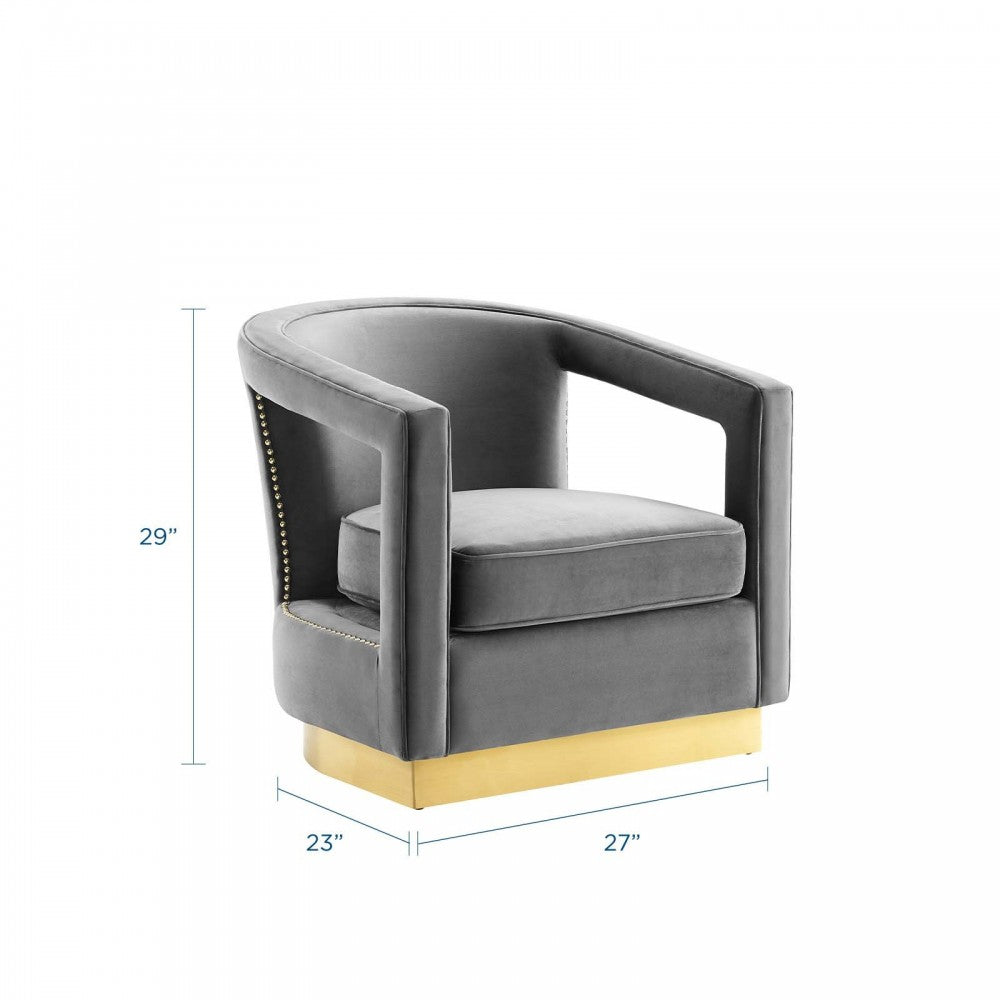 Frolick Performance Velvet Armchair, Gray