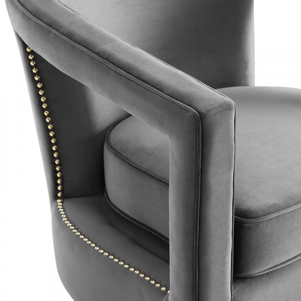 Frolick Performance Velvet Armchair, Gray