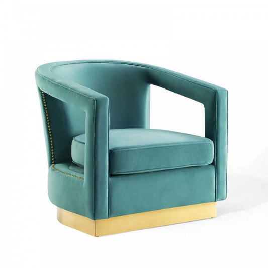 Frolick Performance Velvet Armchair, Mint