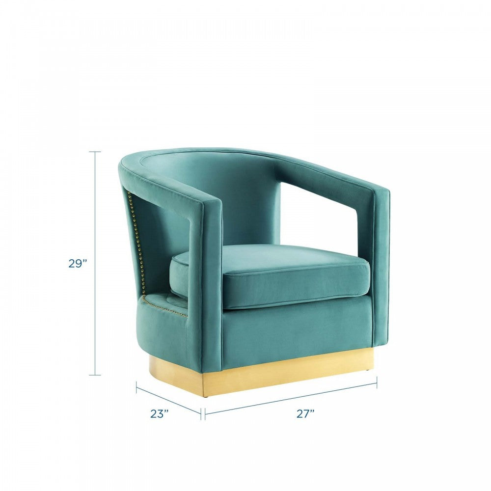 Frolick Performance Velvet Armchair, Mint