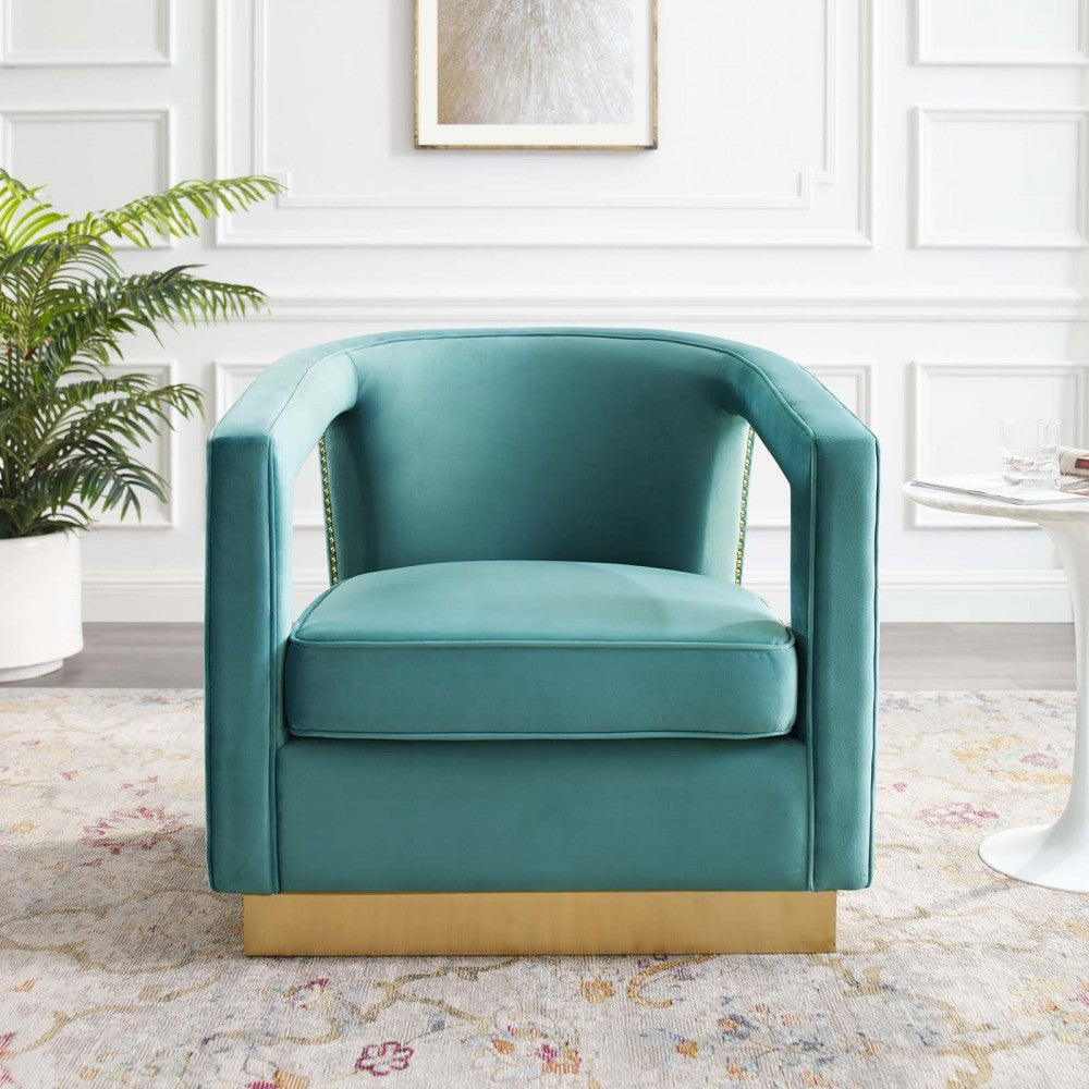 Frolick Performance Velvet Armchair, Mint