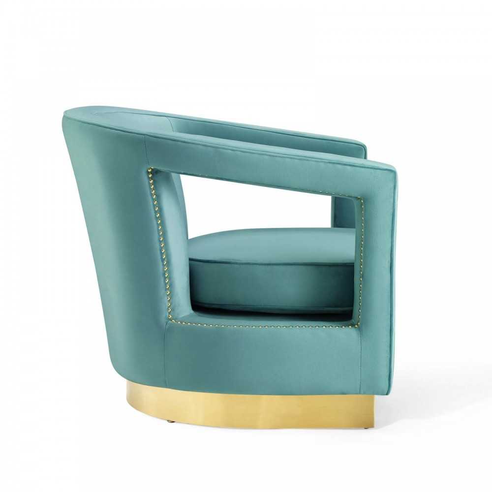Frolick Performance Velvet Armchair, Mint