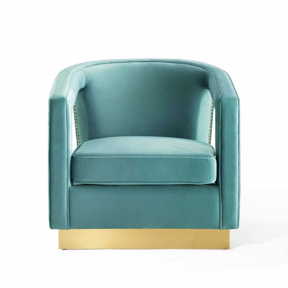 Frolick Performance Velvet Armchair, Mint