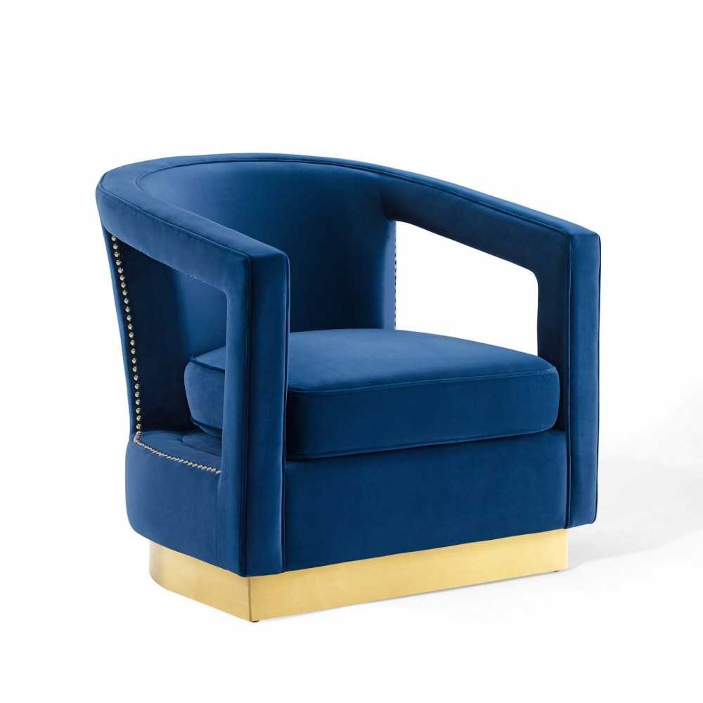 Frolick Performance Velvet Armchair, Navy