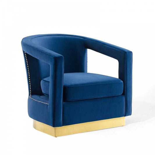 Frolick Performance Velvet Armchair, Navy