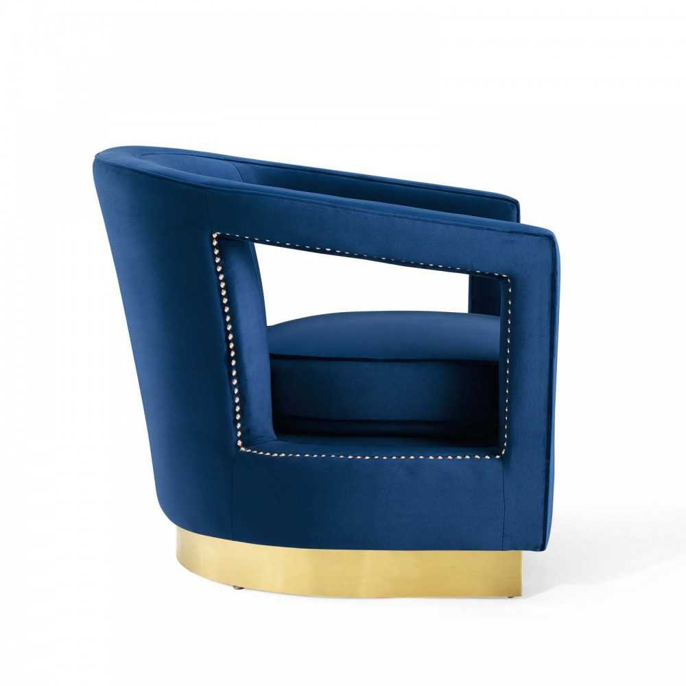 Frolick Performance Velvet Armchair, Navy