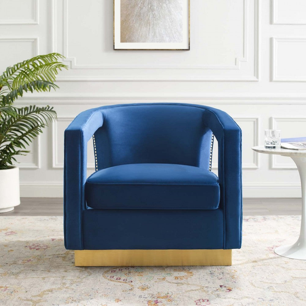Frolick Performance Velvet Armchair, Navy