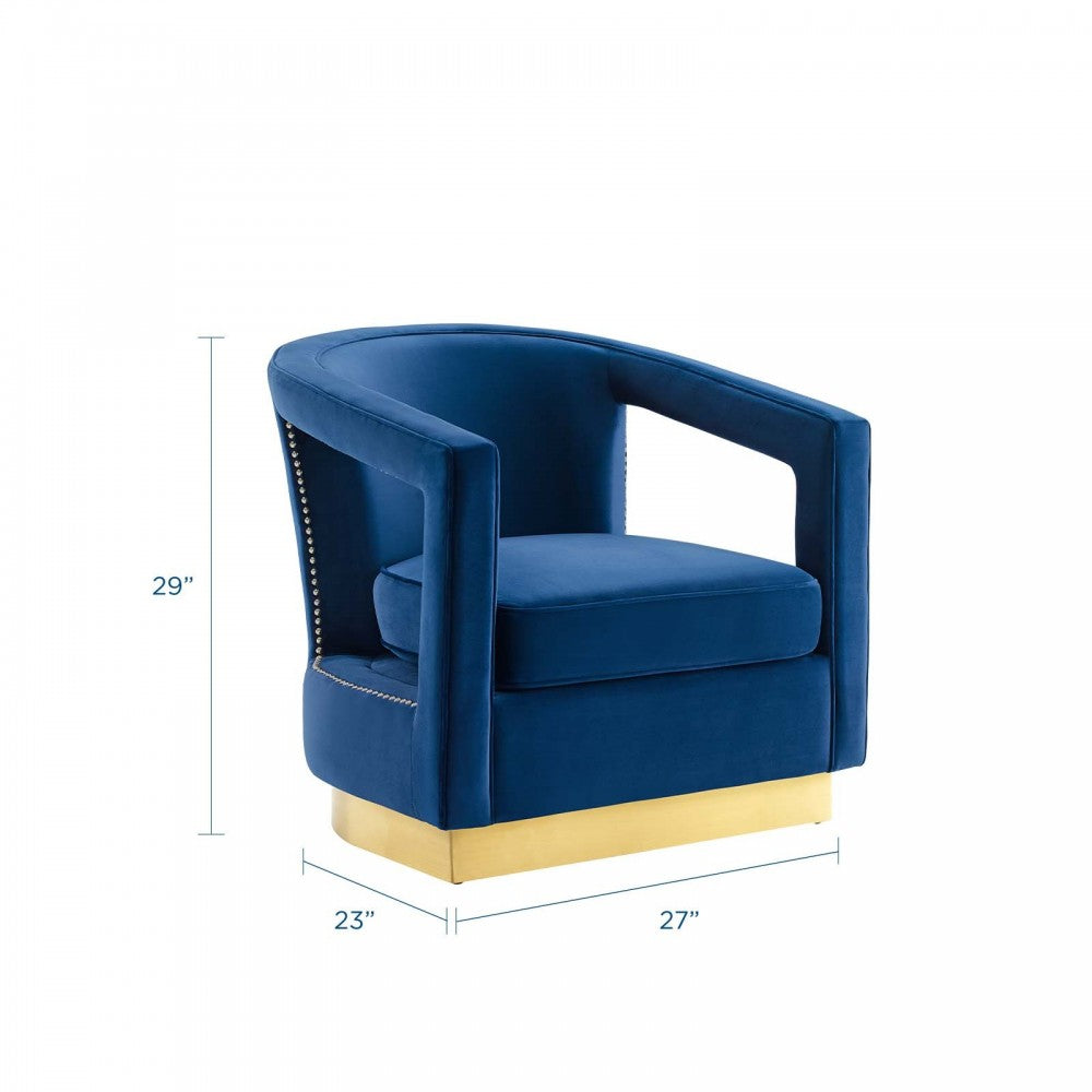 Frolick Performance Velvet Armchair, Navy