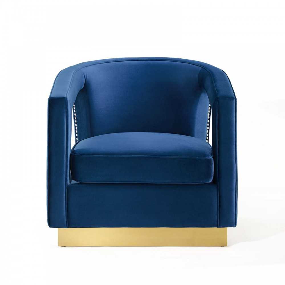 Frolick Performance Velvet Armchair, Navy