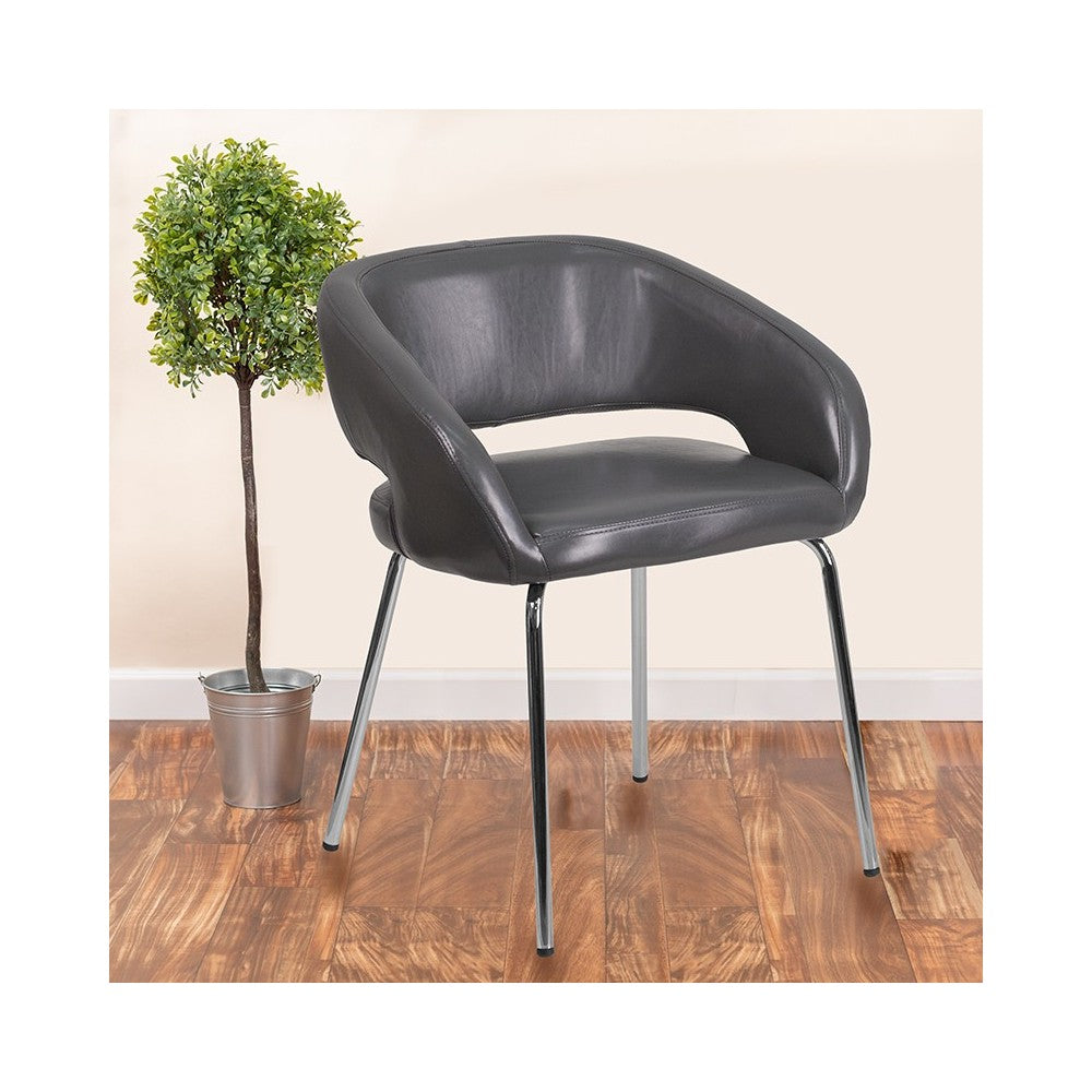 Fusion Series Contemporary Gray LeatherSoft Side Reception Chair