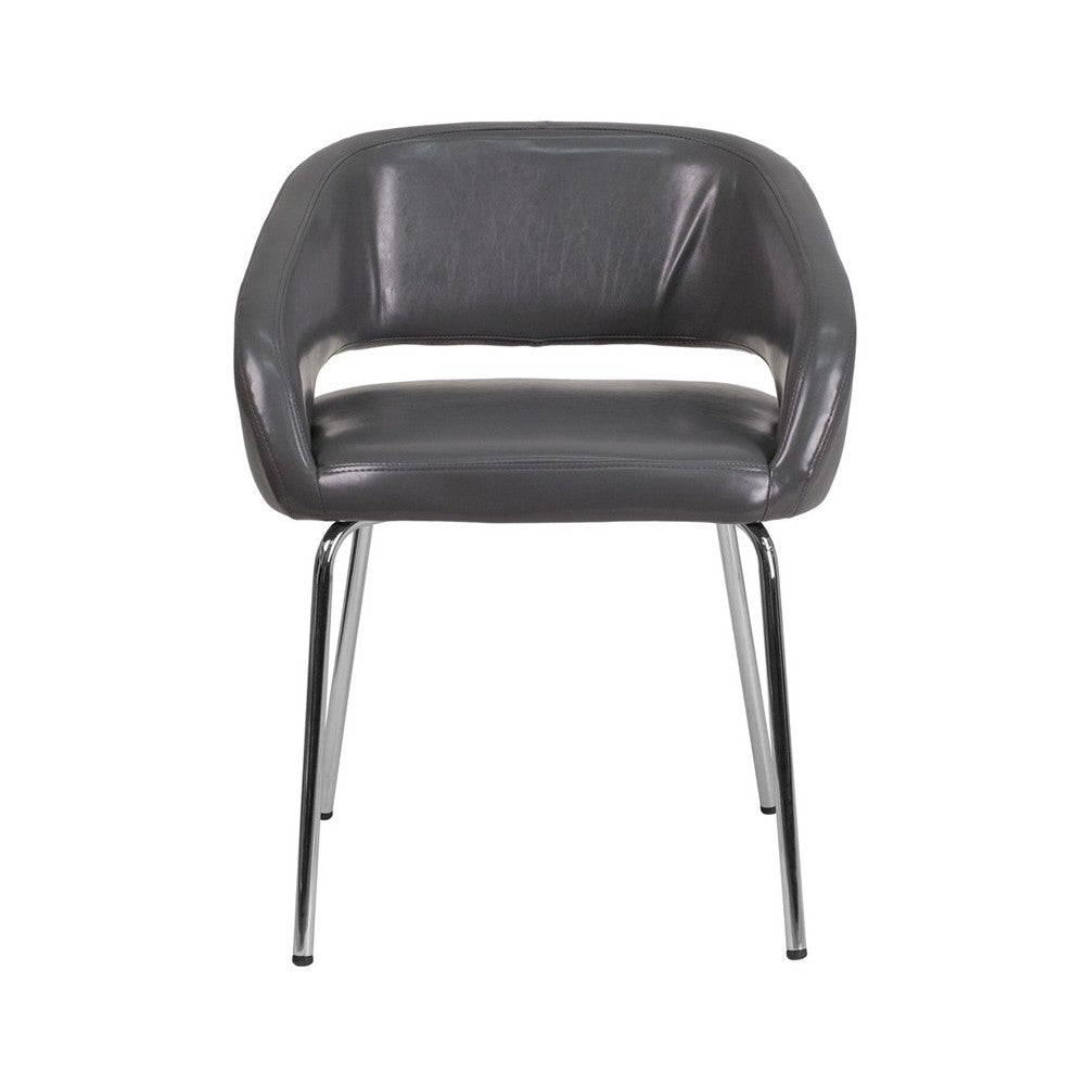 Fusion Series Contemporary Gray LeatherSoft Side Reception Chair