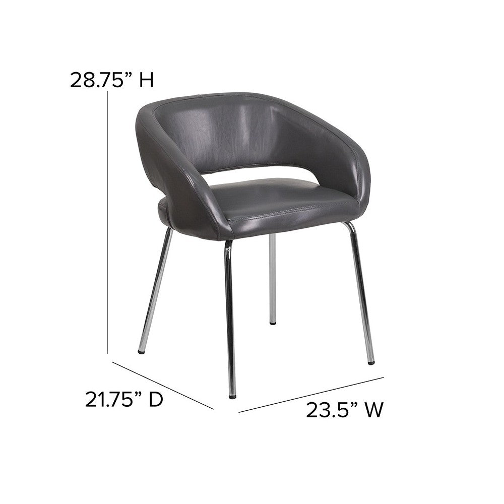 Fusion Series Contemporary Gray LeatherSoft Side Reception Chair