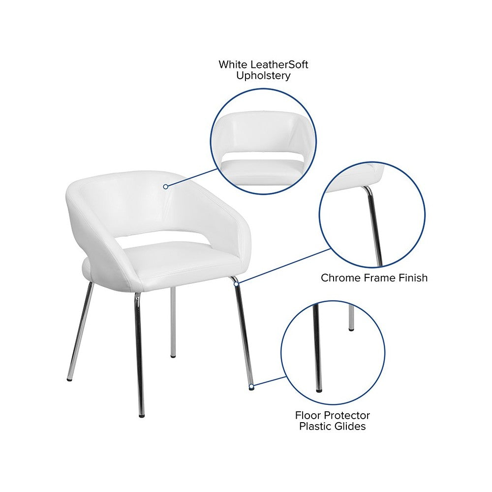 Fusion Series Contemporary White LeatherSoft Side Reception Chair