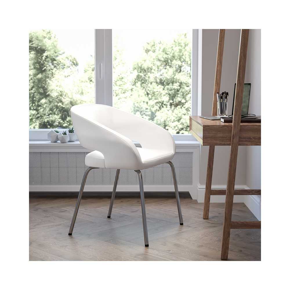 Fusion Series Contemporary White LeatherSoft Side Reception Chair