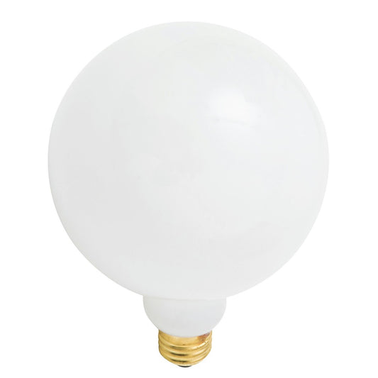 G125 25W E26 White Glass Light Bulb
