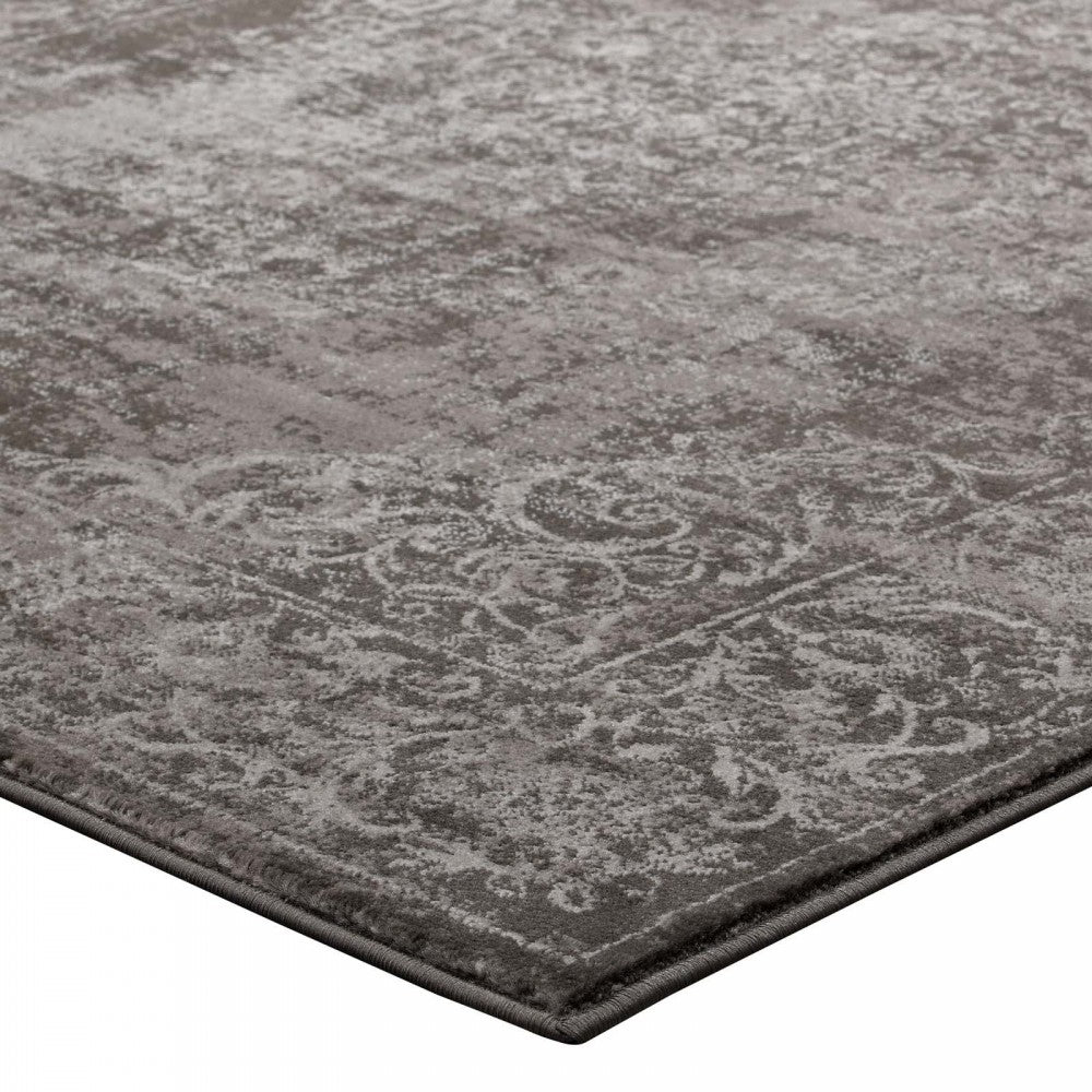 Gamela Rustic Vintage Ornate Floral Medallion 8x10 Area Rug, Antique Light and Dark Brown