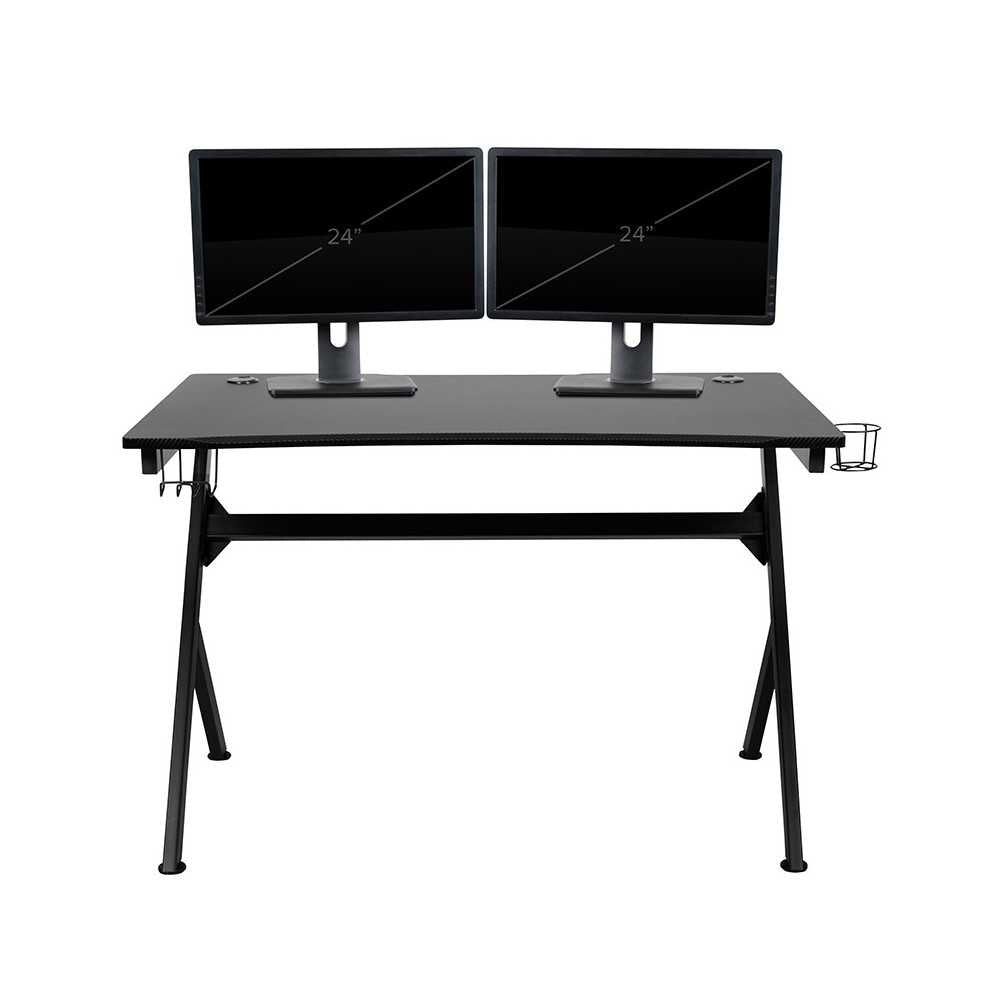 Gaming Desk 45.25" x 29" Computer Table Gamer Workstation with Headphone Holder and 2 Cable Management Holes