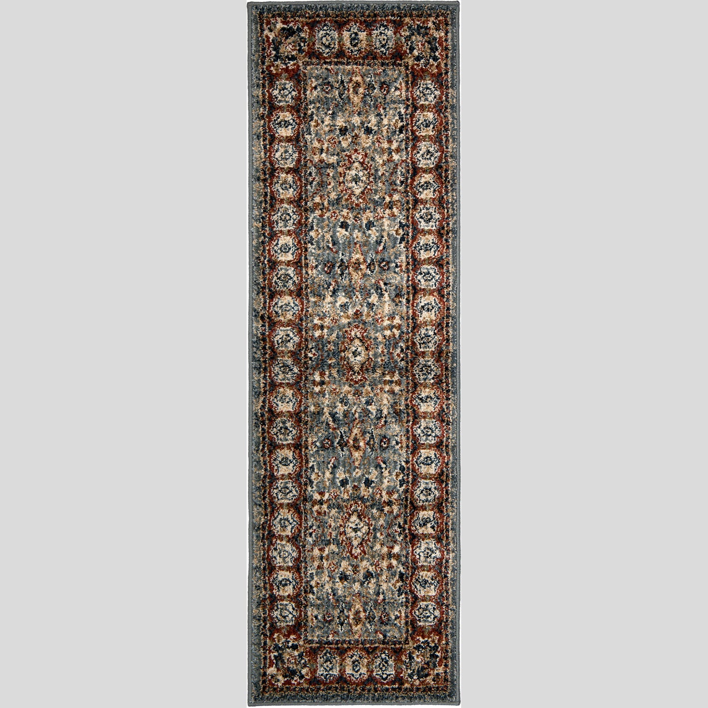 Orian American Heritage Persian Border Indigo 20"X66"