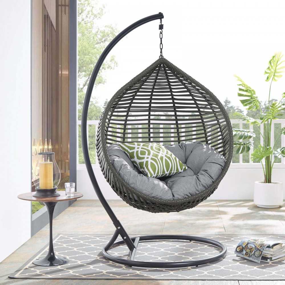 Garner Teardrop Outdoor Patio Swing Chair, Gray Gray