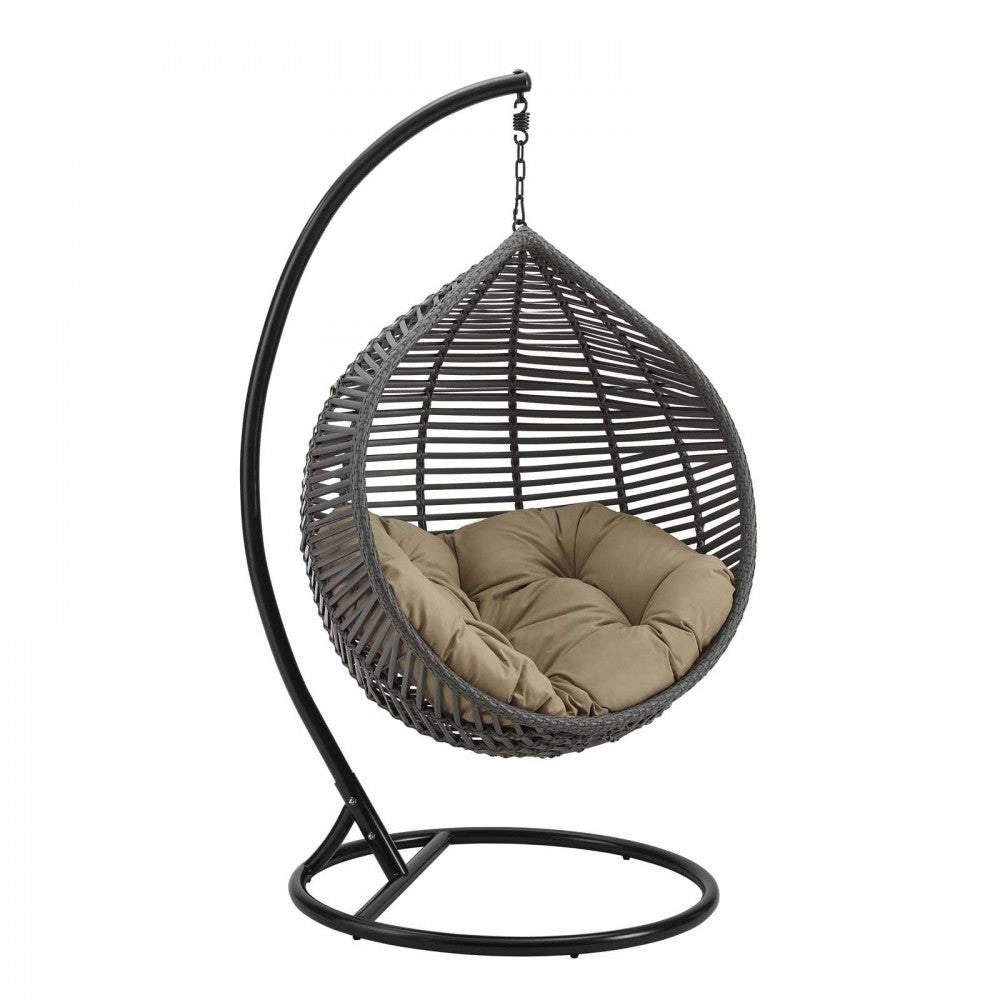 Garner Teardrop Outdoor Patio Swing Chair, Gray Mocha