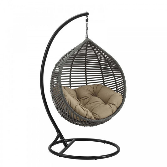 Garner Teardrop Outdoor Patio Swing Chair, Gray Mocha