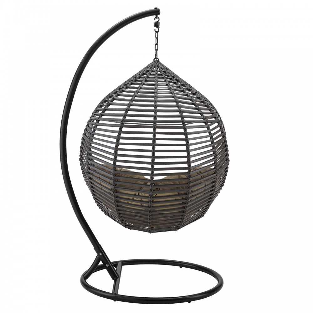 Garner Teardrop Outdoor Patio Swing Chair, Gray Mocha