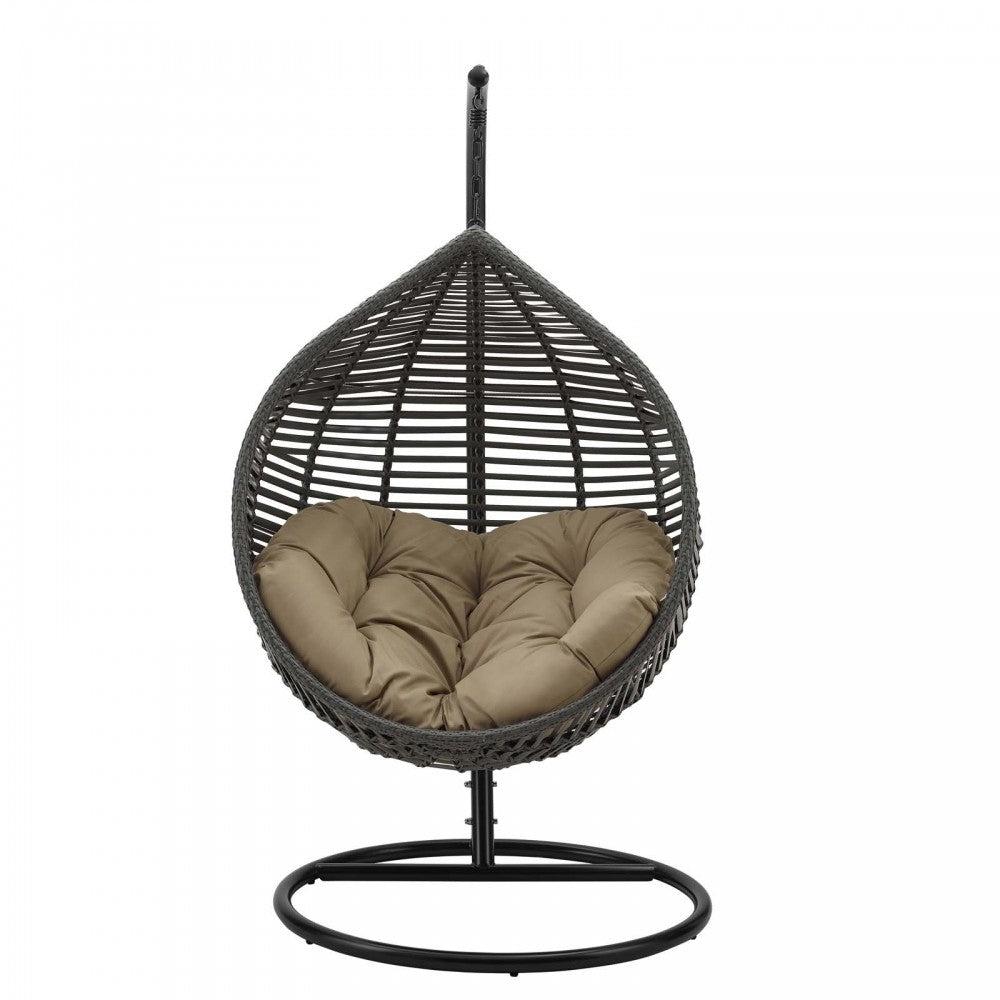 Garner Teardrop Outdoor Patio Swing Chair, Gray Mocha