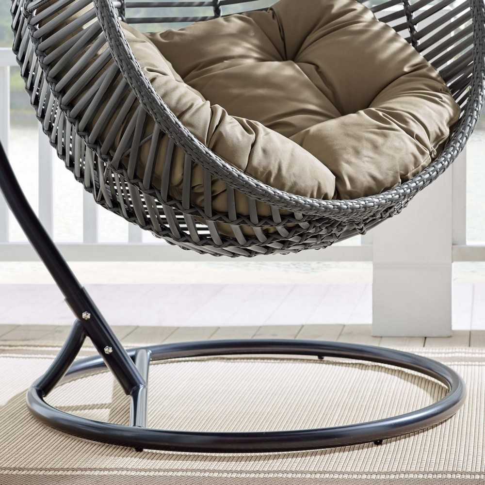 Garner Teardrop Outdoor Patio Swing Chair, Gray Mocha