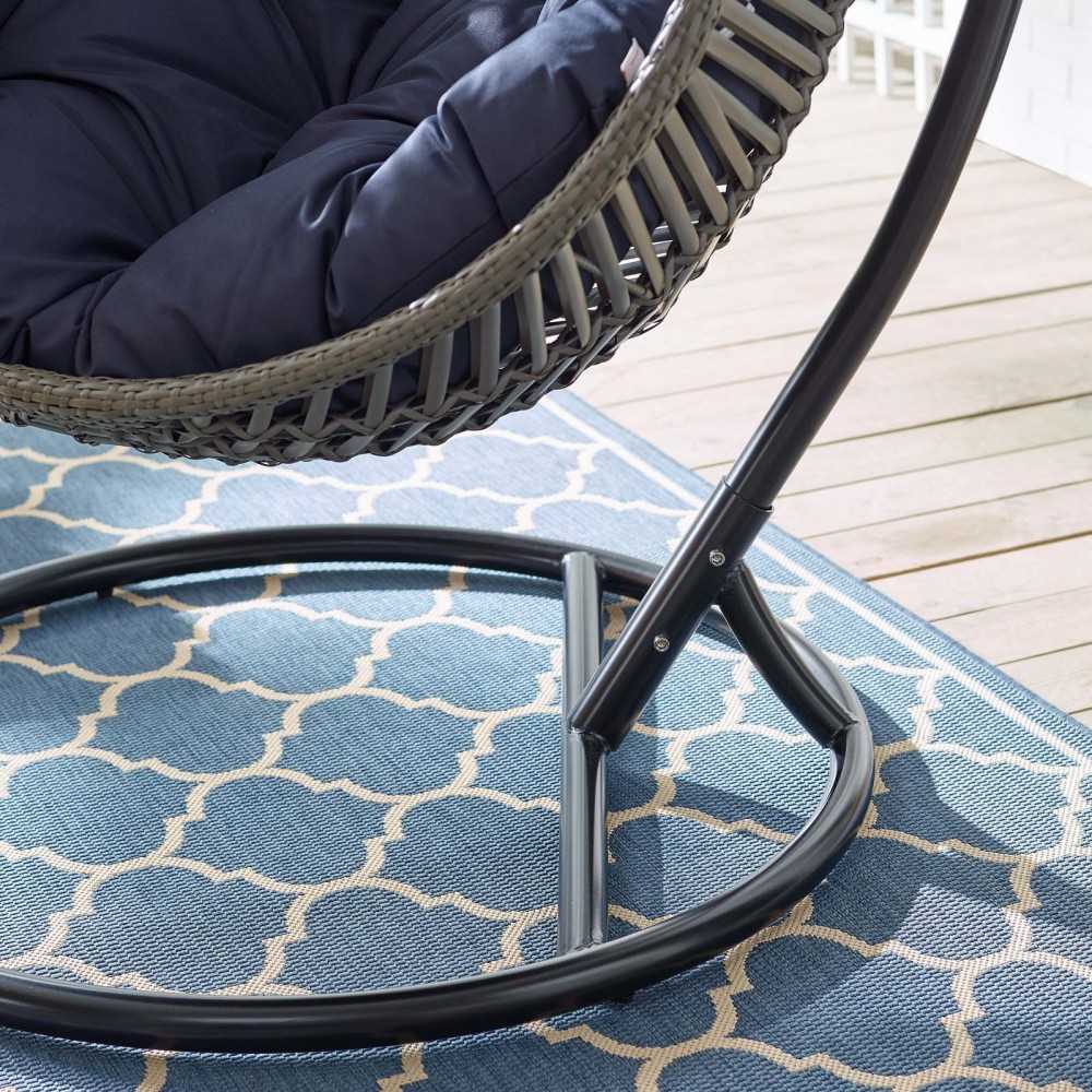 Garner Teardrop Outdoor Patio Swing Chair, Gray Navy