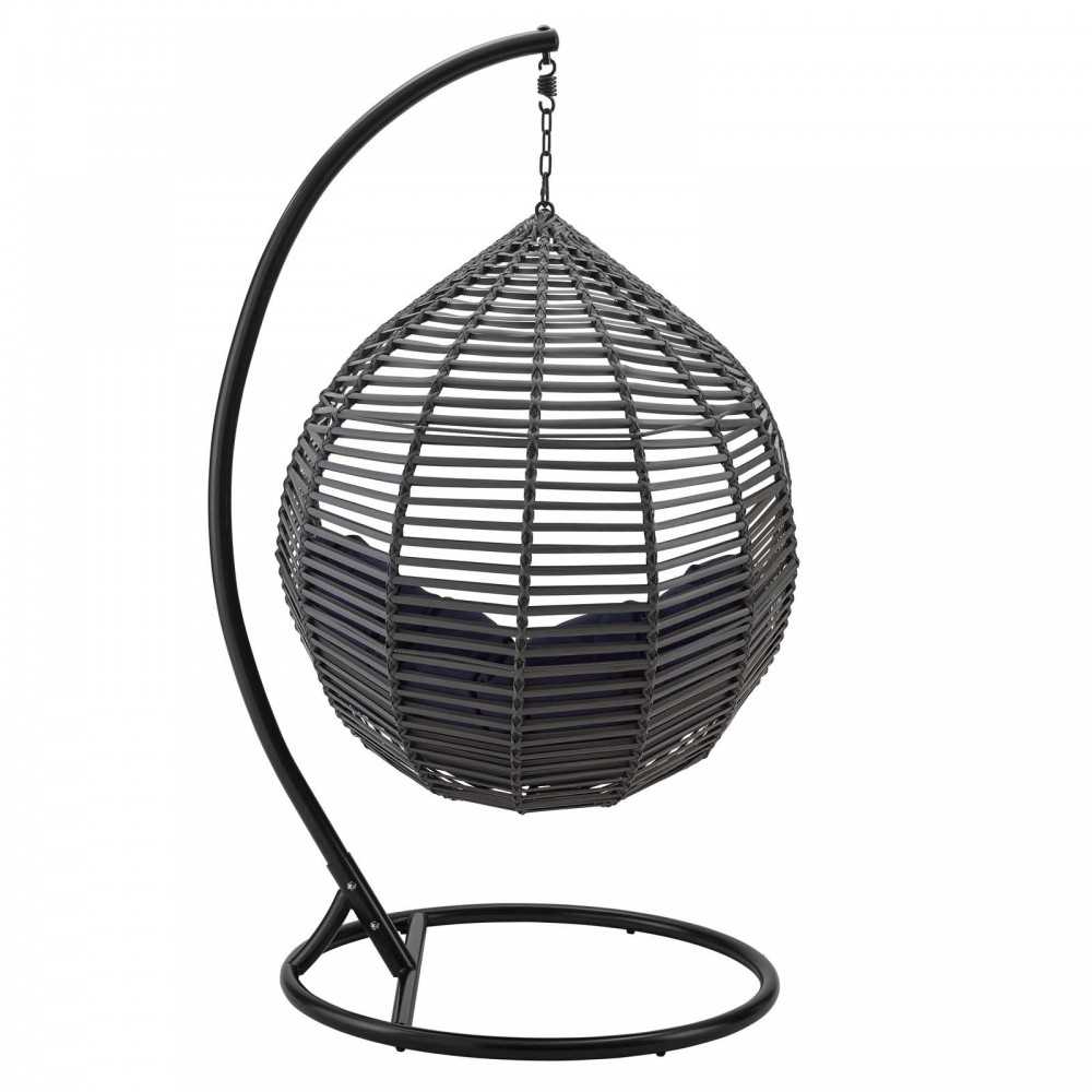 Garner Teardrop Outdoor Patio Swing Chair, Gray Navy