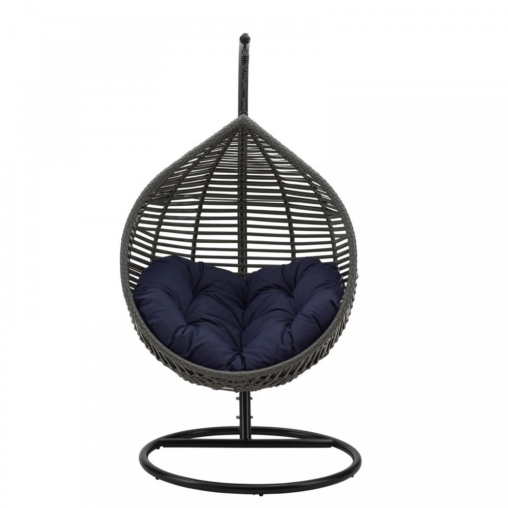 Garner Teardrop Outdoor Patio Swing Chair, Gray Navy