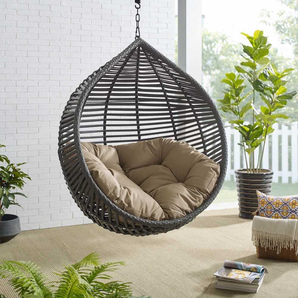 Garner Teardrop Outdoor Patio Swing Chair Without Stand, Gray Mocha