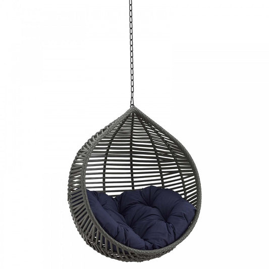Garner Teardrop Outdoor Patio Swing Chair Without Stand, Gray Navy