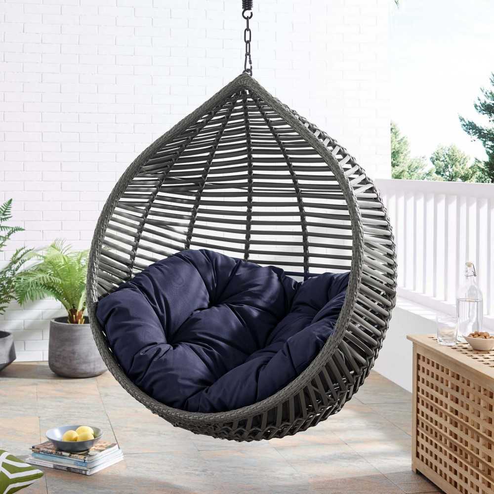 Garner Teardrop Outdoor Patio Swing Chair Without Stand, Gray Navy