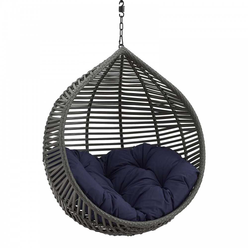 Garner Teardrop Outdoor Patio Swing Chair Without Stand, Gray Navy