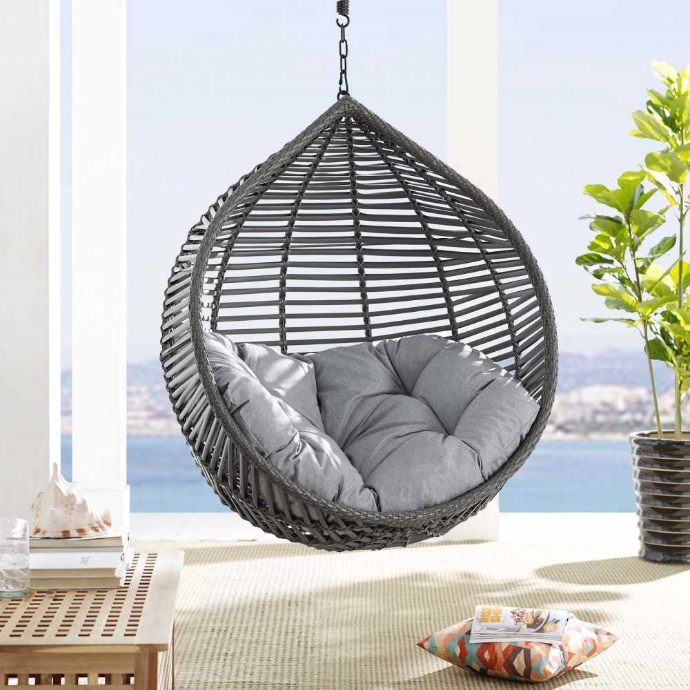 Garner Teardrop Outdoor Patio Swing Chair Without Stand, Gray Gray