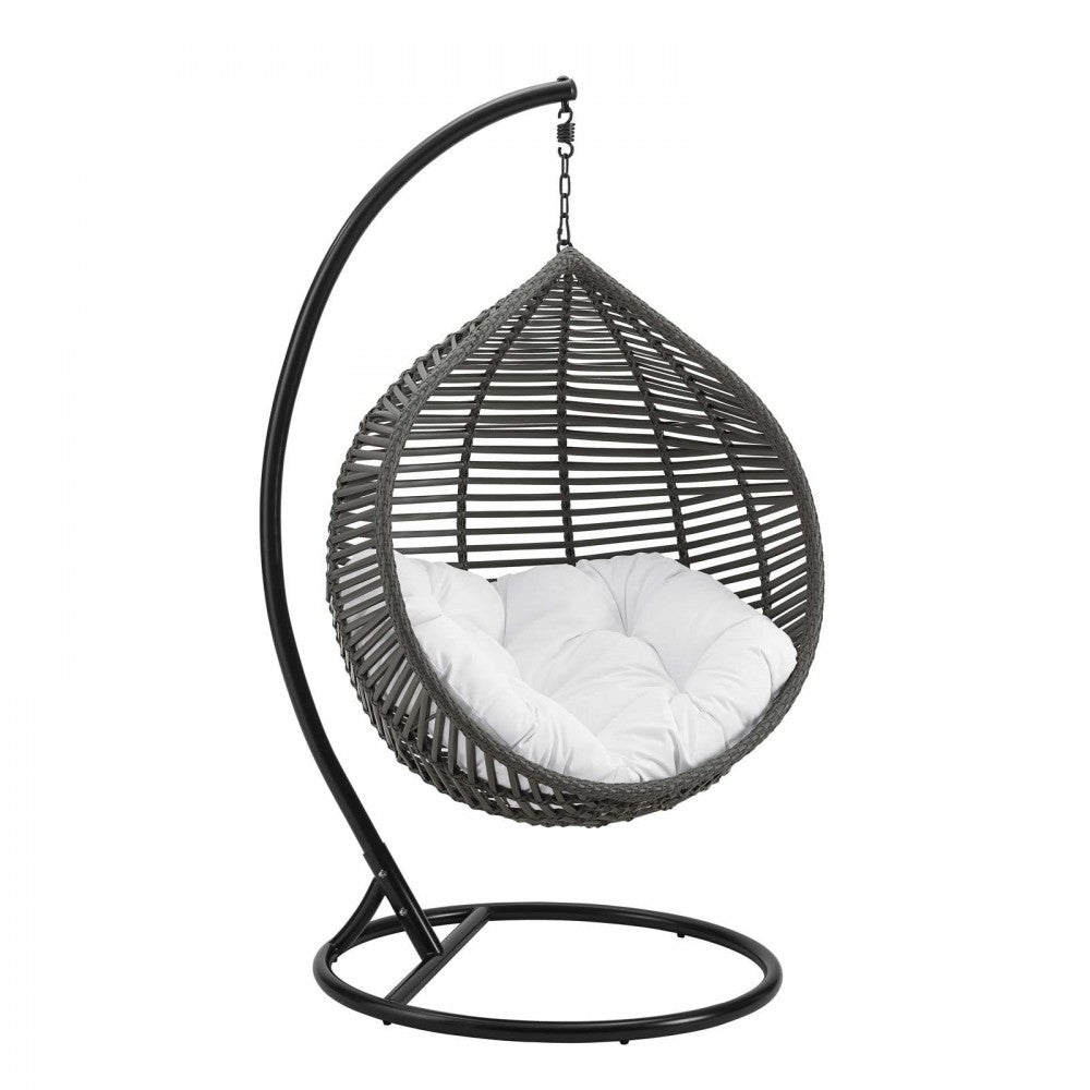 Garner Teardrop Outdoor Patio Swing Chair, Gray White