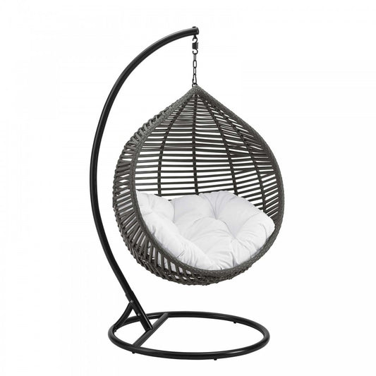 Garner Teardrop Outdoor Patio Swing Chair, Gray White