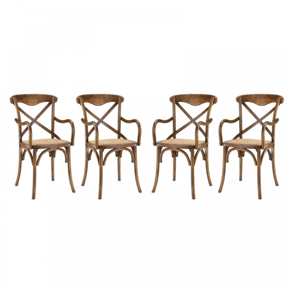 Gear Dining Armchair Set of 4, Walnut