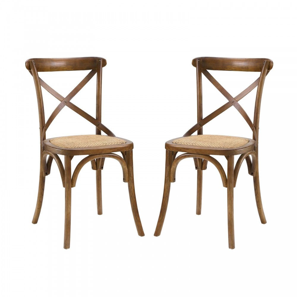 Gear Dining Side Chair Set of 2, Walnut