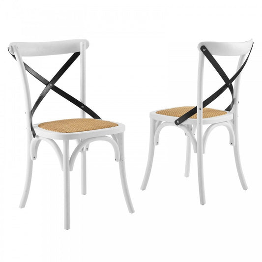 Gear Dining Side Chair Set of 2, White Black
