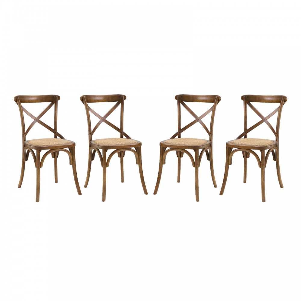 Gear Dining Side Chair Set of 4, Walnut