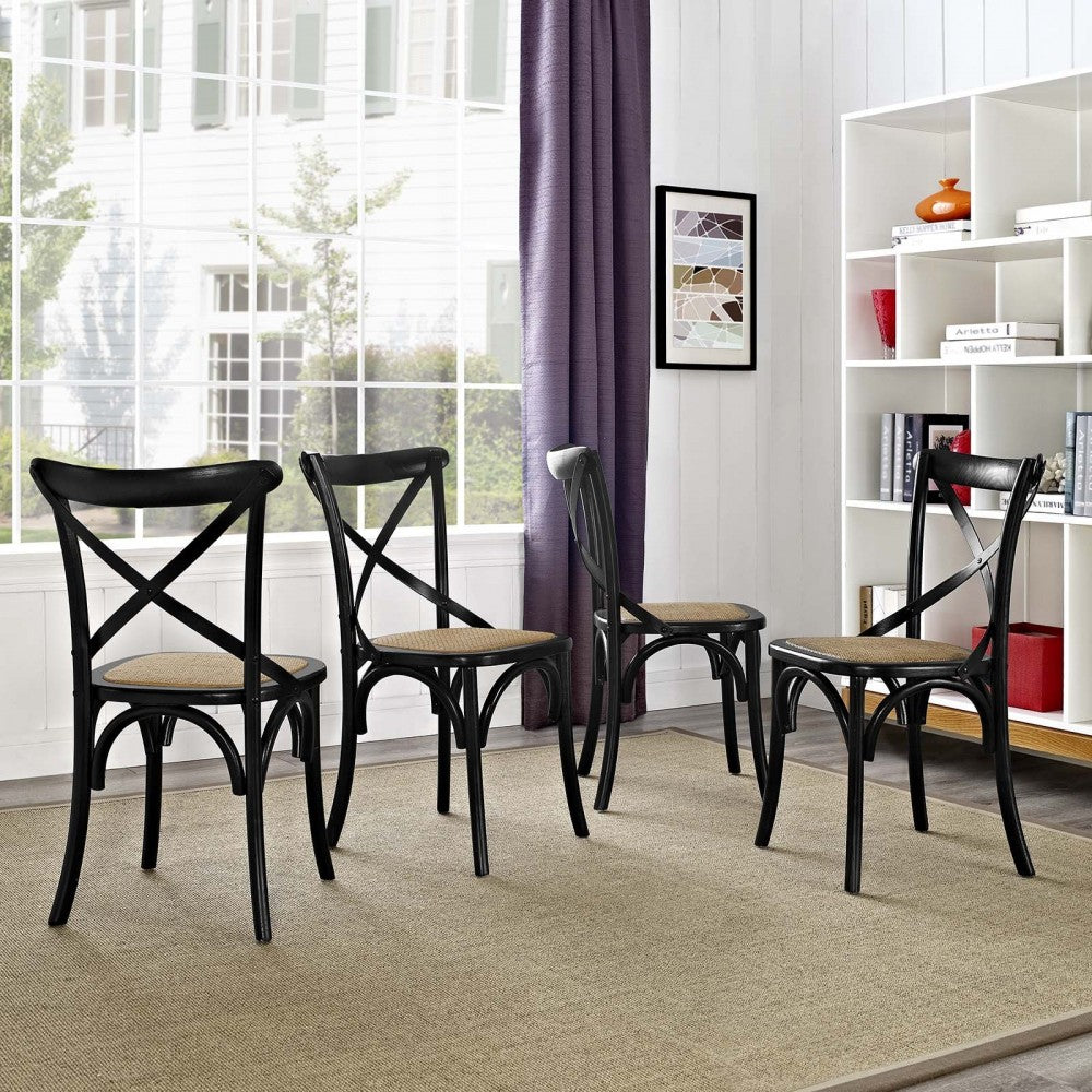 Gear Dining Side Chair Set of 4, Black