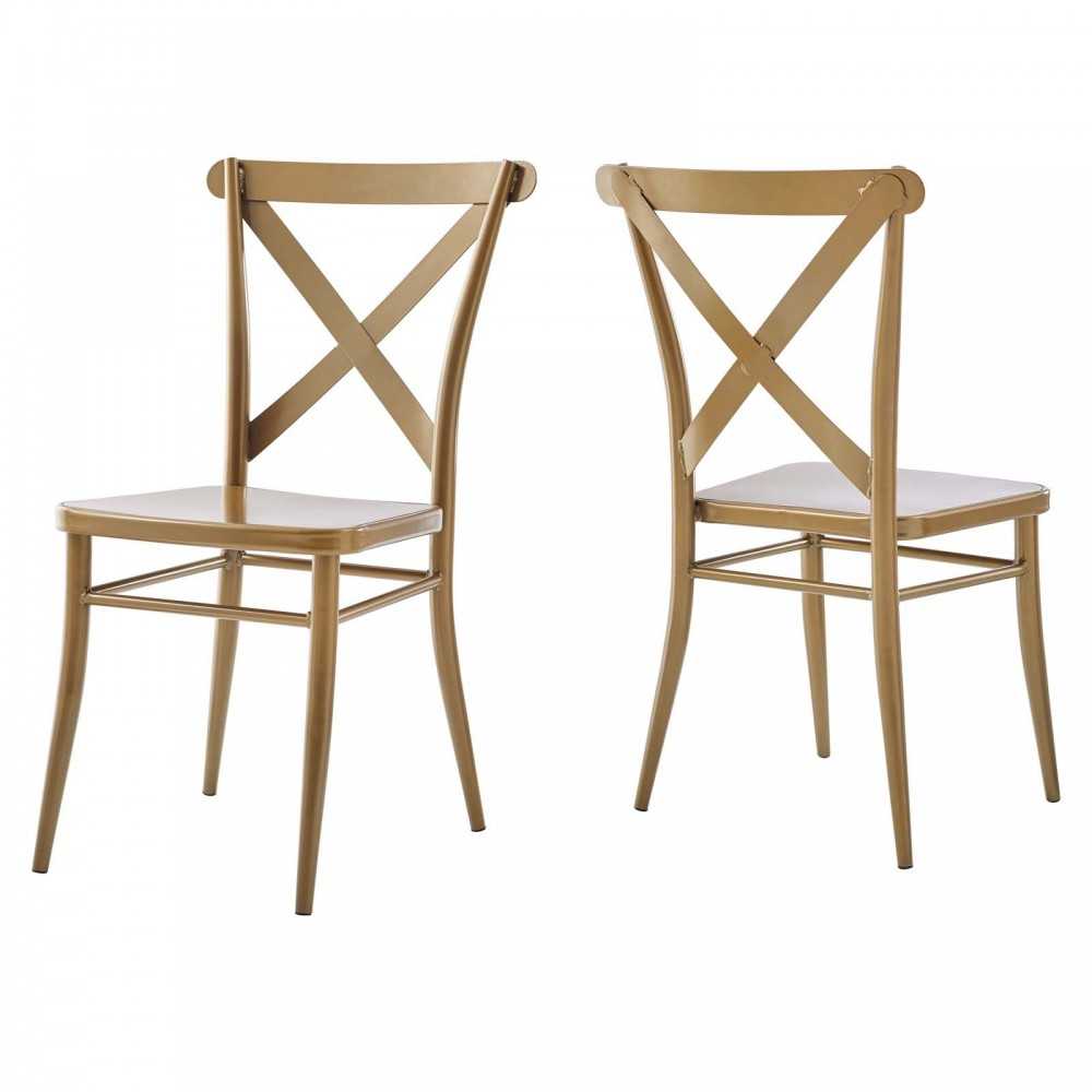 Gear Metal Dining Chairs - Set of 2, Gold