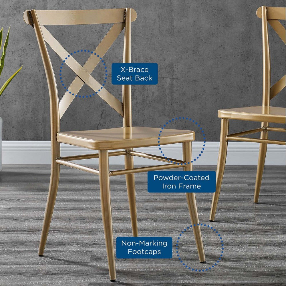 Gear Metal Dining Chairs - Set of 2, Gold