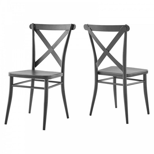 Gear Metal Dining Chairs - Set of 2, Gunmetal