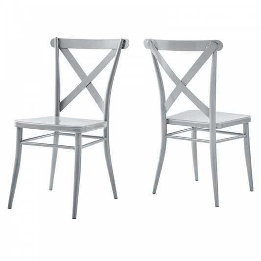 Gear Metal Dining Chairs - Set of 2, Silver